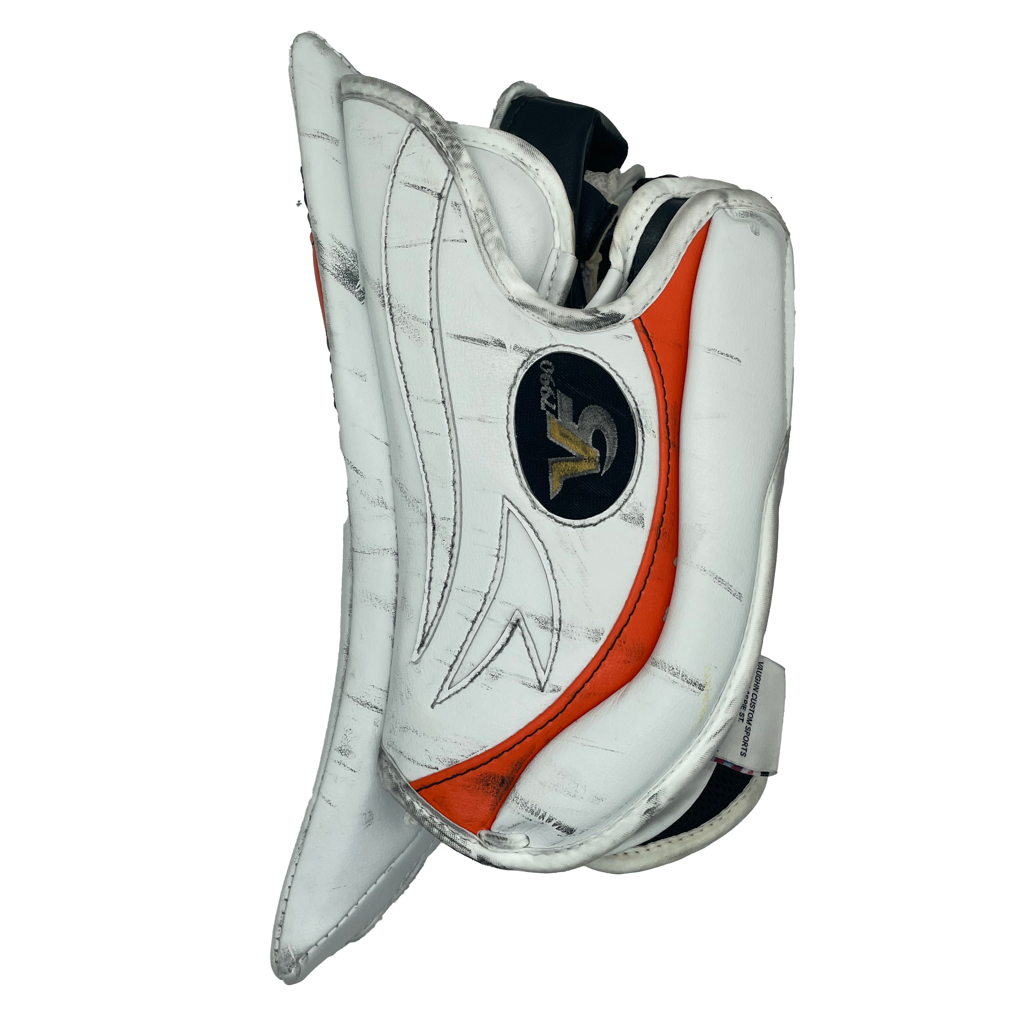 Vaughn V5 7990 - Bloqueur de gardien de but Pro Stock - Droitier - (Blanc/Noir/Orange)